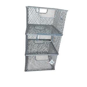 Container Store Wire Mesh Storage Boxes Cubes SET OF 3 NEW
